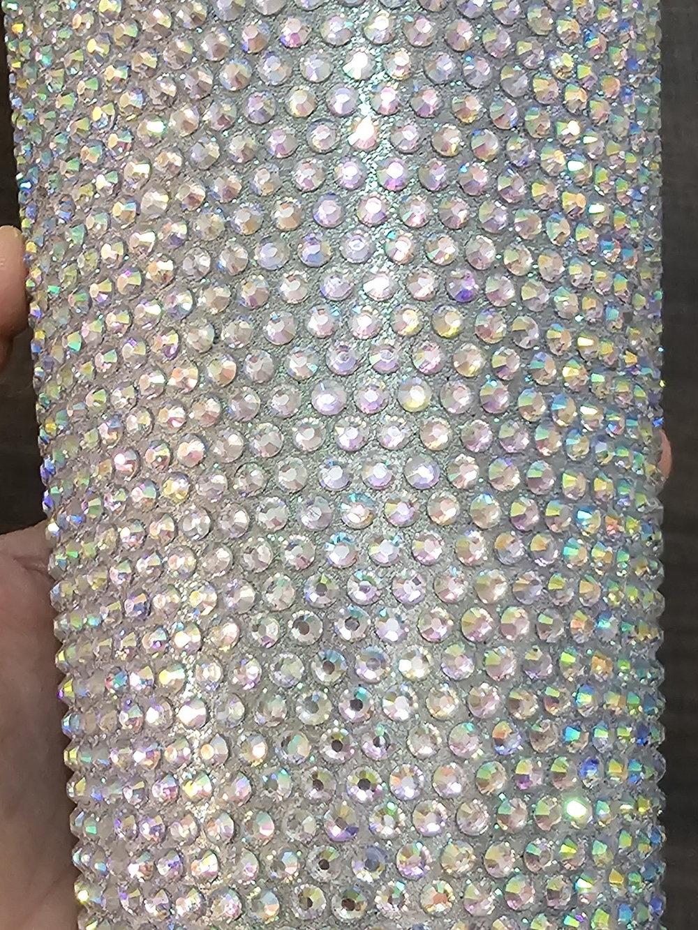 Iridescent Rhinestone Tumbler with Metal Straw - Picture 8 of 12